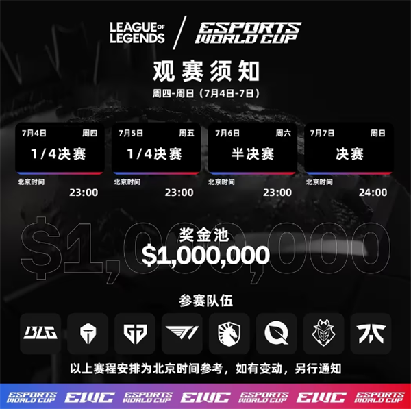 沙特電競世界杯英雄聯(lián)盟項目首周賽事安排