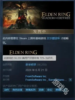 艾爾登法環(huán)DLC黃金樹(shù)幽影評(píng)價(jià)回暖目前Steam多半好評(píng)