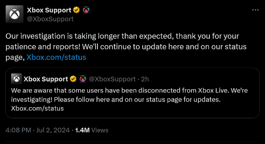 Xbox Live服務(wù)疑似出現(xiàn)問題
