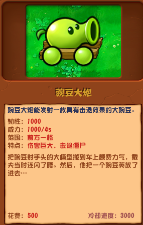 植物大戰(zhàn)僵尸雜交版豌豆大炮圖鑒