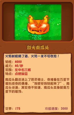 植物大戰(zhàn)僵尸雜交版烈火南瓜頭圖鑒