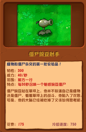 植物大戰(zhàn)僵尸雜交版僵尸豌豆射手圖鑒