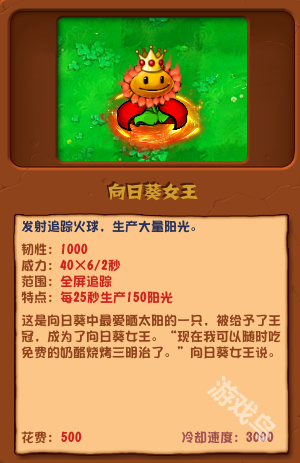 植物大戰(zhàn)僵尸雜交版向日葵女王圖鑒