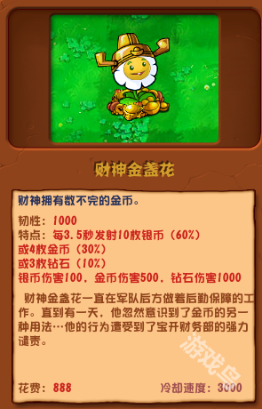植物大戰(zhàn)僵尸雜交版財(cái)神金盞花圖鑒