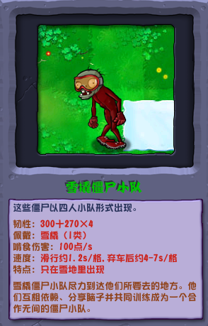 植物大戰(zhàn)僵尸雜交版雪橇僵尸小隊(duì)圖鑒