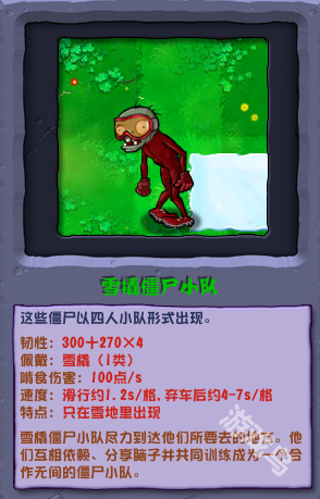 植物大戰(zhàn)僵尸雜交版雪橇僵尸小隊圖鑒