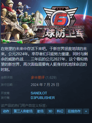 地球防衛(wèi)軍6上線就是差評聯(lián)機(jī)還要綁定Epic