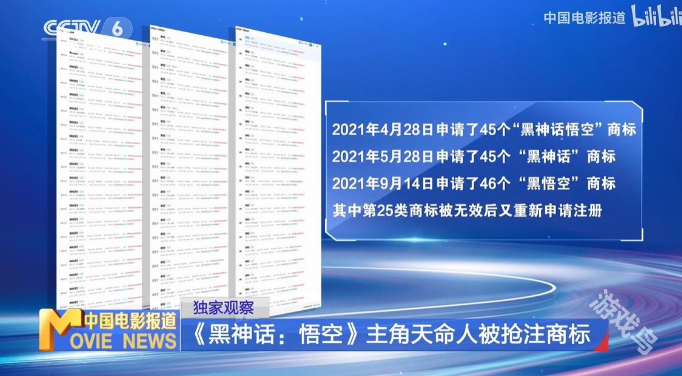 CCTV6報道黑神話:悟空天命人商標被搶注