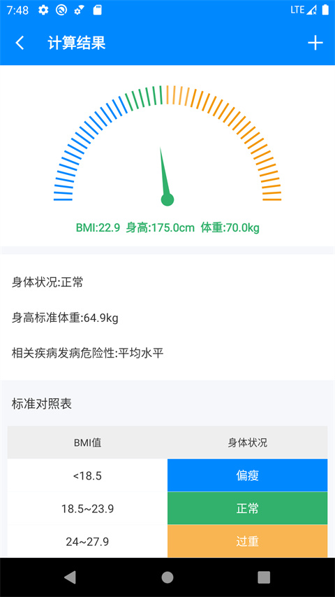BMI指數(shù)計(jì)算器截圖2