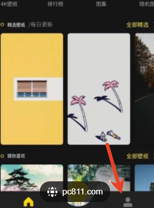 紙?zhí)帘诩? />
	</p>
	<p>
		3、在個人中心界面里，找到“壁紙列表模式”選項，查看當前默認展示方式。
	</p>
	<p style=