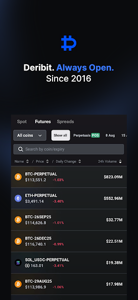 Deribit交易所平台官方最新版v3.17.0截图1