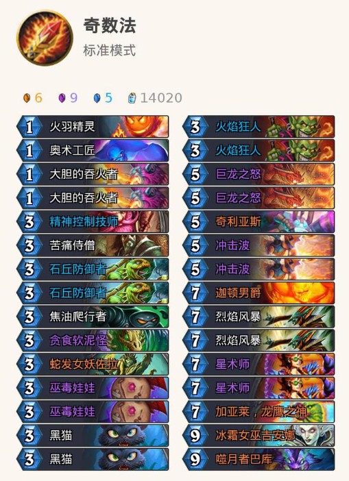 爐石傳說島貓標準奇數(shù)法卡組分享 主播島貓奇數(shù)法卡組推薦