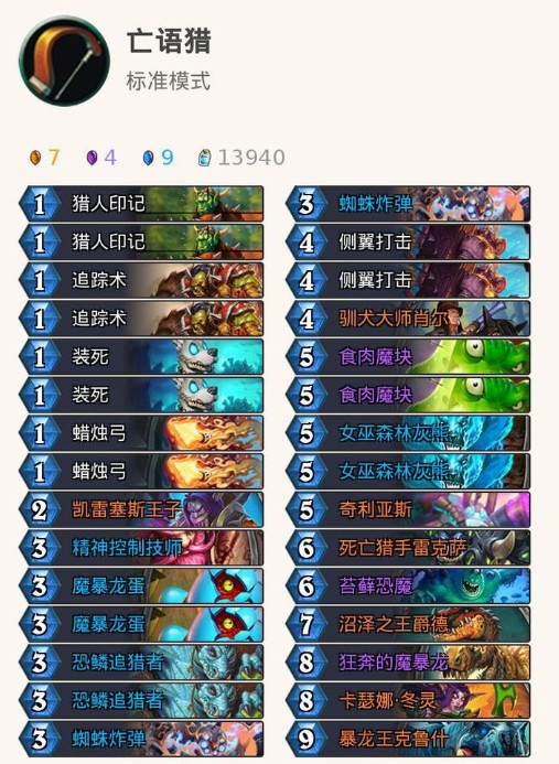爐石傳說亡語獵最新卡組 拉斯塔哈亡語獵卡組推薦