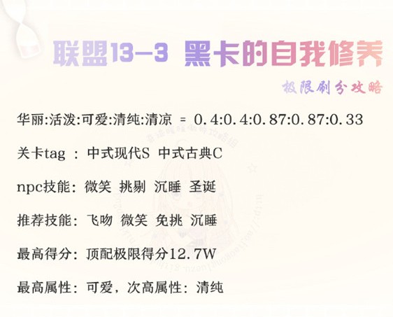 奇跡暖暖聯(lián)盟13-3搭配推薦，黑卡的自我修養(yǎng)高分攻略