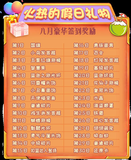 推理學(xué)院8月簽到禮物表 暑假送你超級豪禮