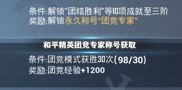 和平精英團競專家稱號怎么獲得？團競專家稱號獲取攻略