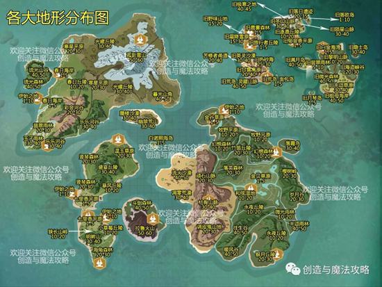 創(chuàng)造與魔法地形及等級分布圖