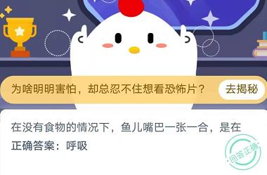 在沒有食物的情況下魚兒嘴巴一張一合是在？螞蟻莊園11月23日今日答案