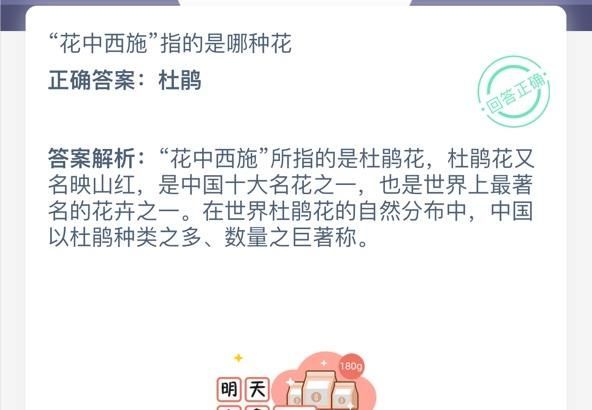 花中西施指的是哪種花 螞蟻莊園今日答案12月26日
