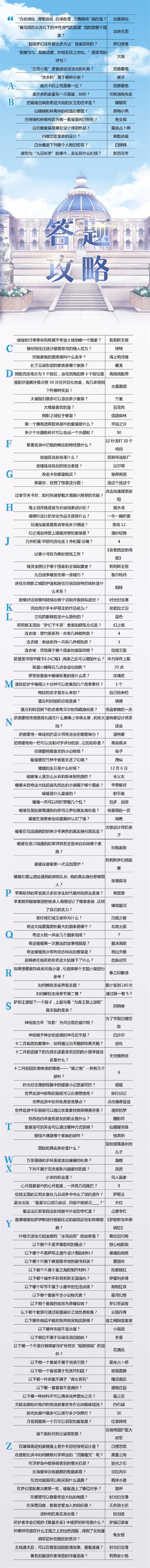 奇跡暖暖奇跡大陸知識問答答案匯總 2020年奇跡暖暖奇跡大陸知識問答題目答案大全