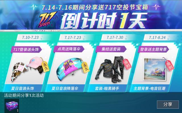 和平精英717活動獎勵怎么獲得？717空投節(jié)獎勵白嫖方法攻略