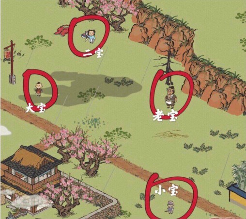江南百景圖大寶在哪？桃花村大寶小寶老寶位置一覽