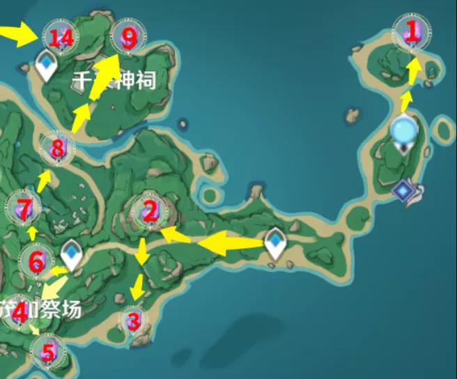原神2.2雷神瞳位置大全：鶴觀島雷神瞳位置分布一覽