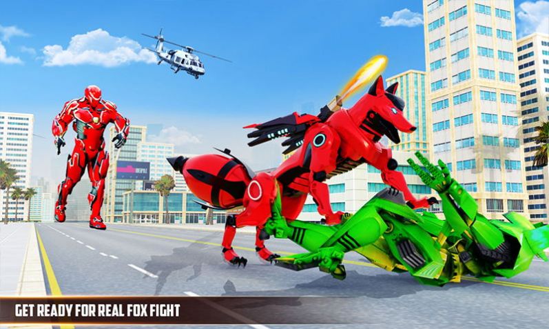 狐貍機(jī)器人城市戰(zhàn)爭(zhēng)游戲版（(Wild Fox Transform Bike Robot War)）截圖2