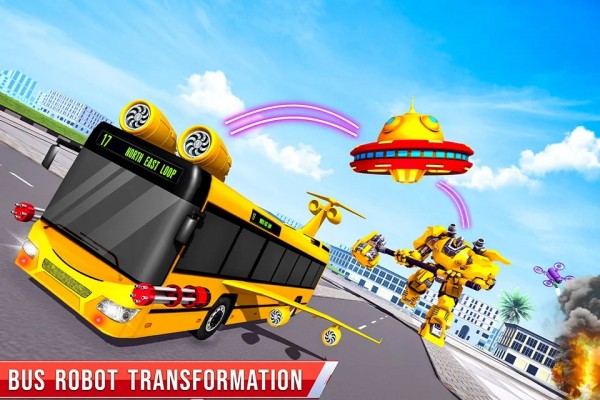 飛行巴士機(jī)器人車游戲漢化中文版截圖1