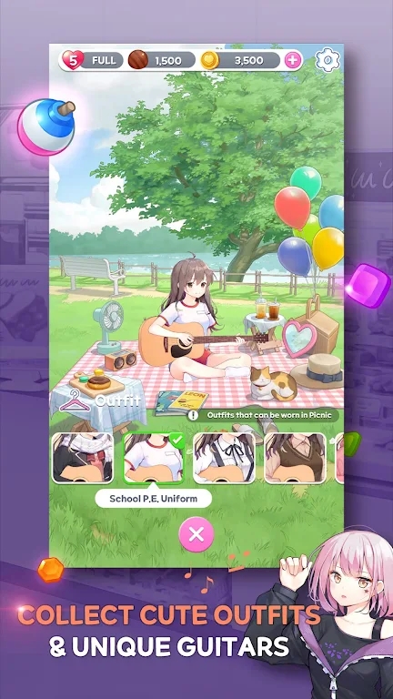 吉他女孩比賽3游戲版（GuitarGirlMatch3）截圖2