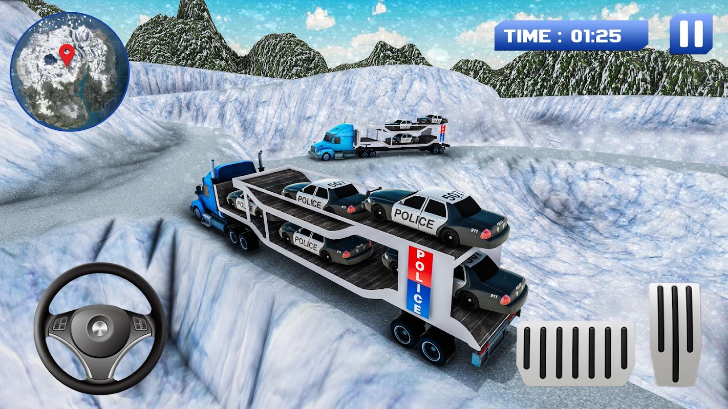 越野警車運(yùn)輸游戲版（Offroad Police Car Transport）截圖2