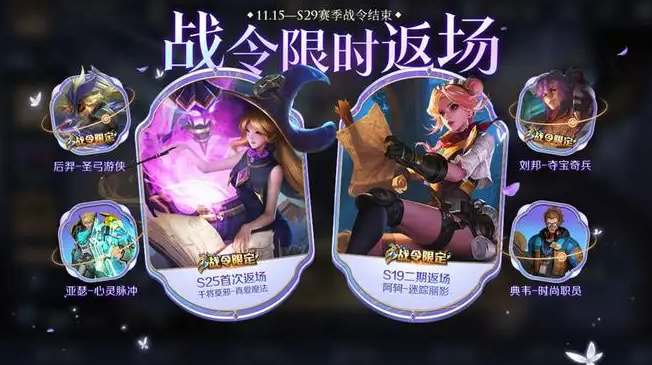 王者榮耀s29戰(zhàn)令返場皮膚有哪些 s29戰(zhàn)令返場皮膚多少錢