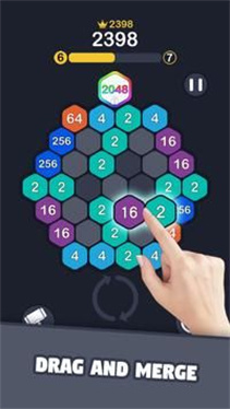 2048六边形拼图游戏中文版（2048 Hexagon Puzzle）截图3: