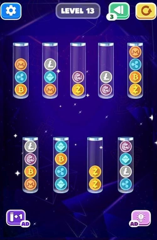 硬幣分類排序游戲版（Sort Crypto Coin Sort Puzzle Game）截圖4