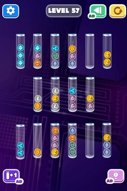 硬幣分類排序游戲版（Sort Crypto Coin Sort Puzzle Game）截圖2