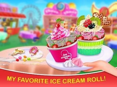 冰淇淋烹飪廚師游戲中文版（IceCream Roll Maker Game）截圖2