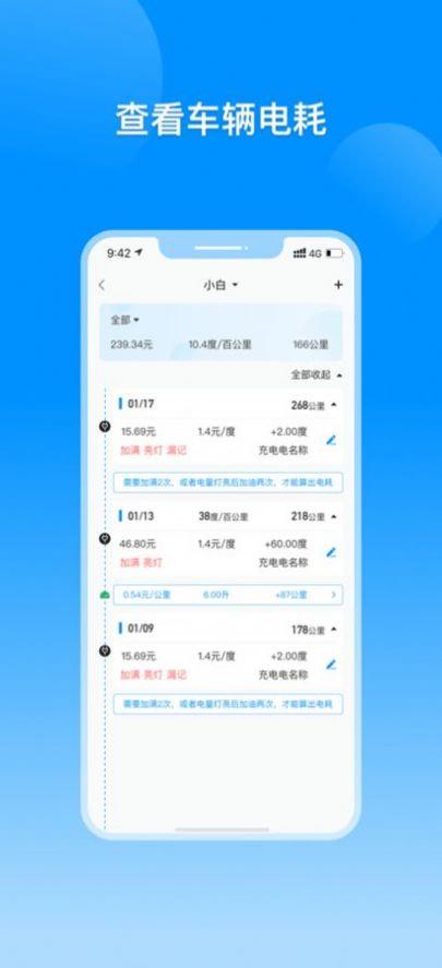 电动汽车电耗记录app手机版截图2: