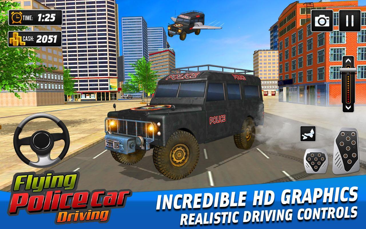 飛行警車(chē)駕駛游戲中文版（Flying Police Car Driving Game）截圖4