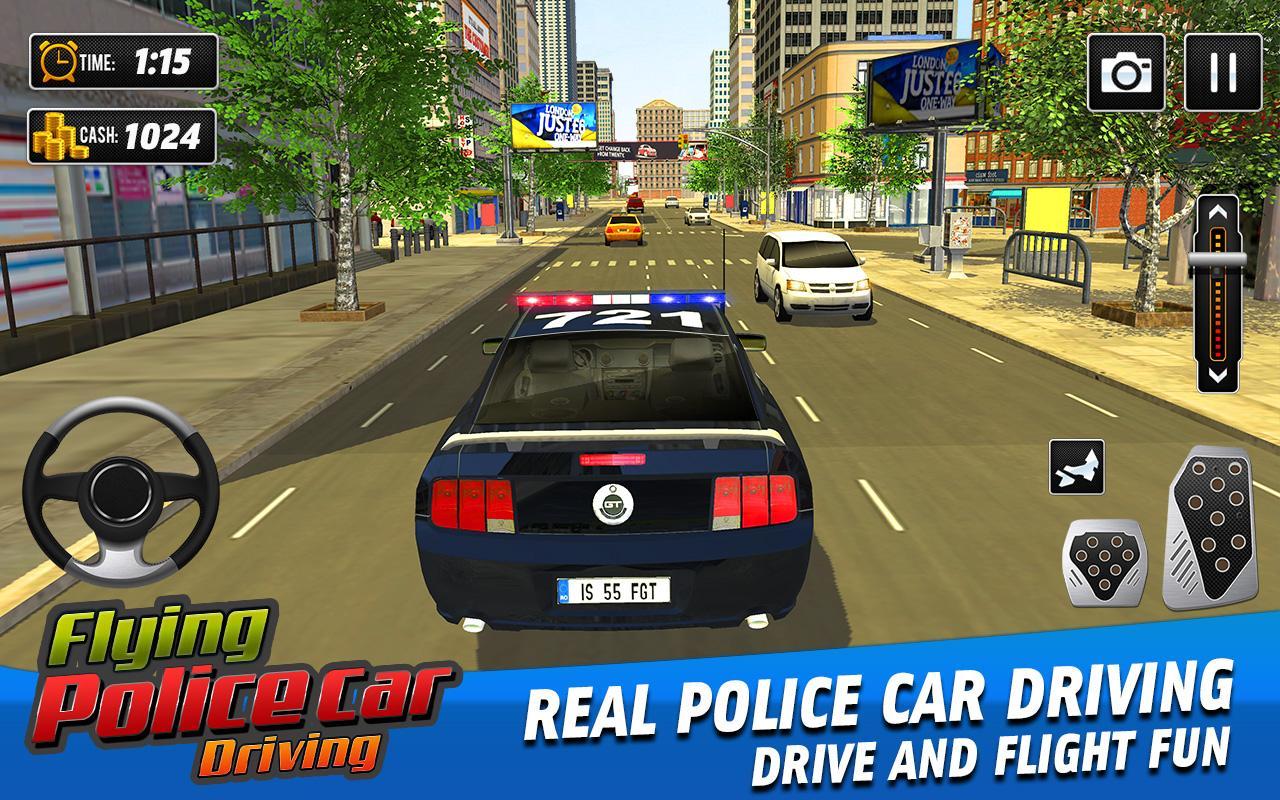 飛行警車(chē)駕駛游戲中文版（Flying Police Car Driving Game）截圖2