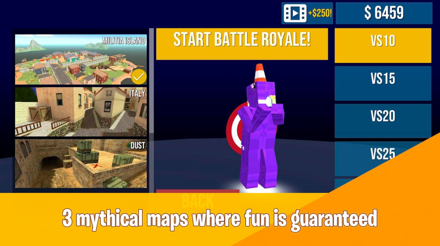 像素射擊方塊槍戰(zhàn)游戲中文版（Battle Royale）截圖1
