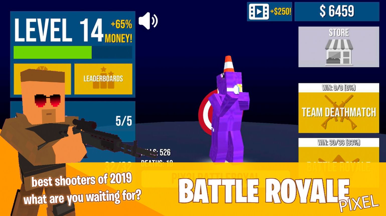 像素射擊方塊槍戰(zhàn)游戲中文版（Battle Royale）截圖2