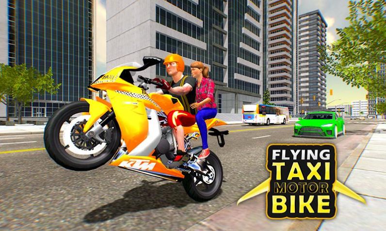 飛行摩托車出租車駕駛游戲安卓版（Flying Motorbike Taxi Driving）截圖1