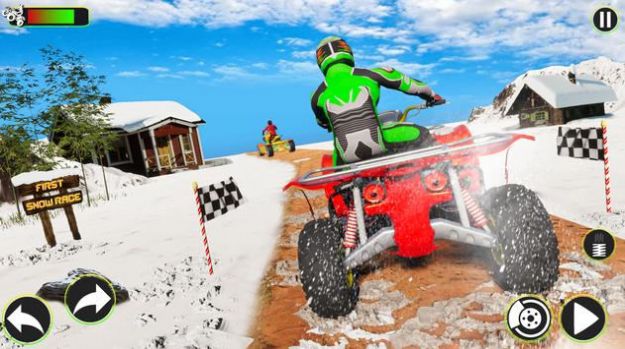 雪地ATV四輪自行車越野賽車特技游戲中文版截圖4