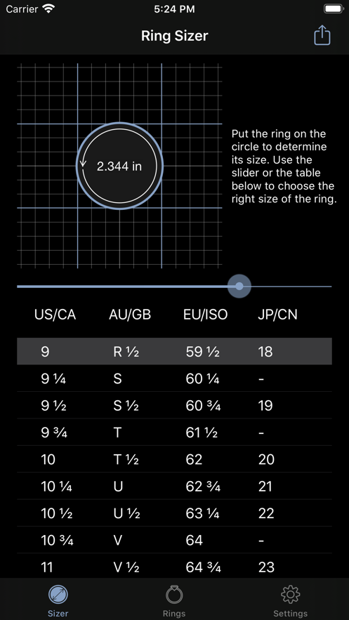 ring sizer by Jason withers戒指尺寸測量APP下載截圖1