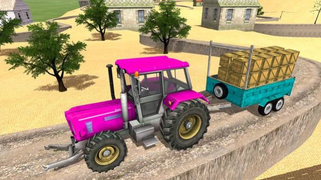 拖拉機(jī)手推車駕駛游戲安卓版（Tractor Trolley Driving Game）截圖3