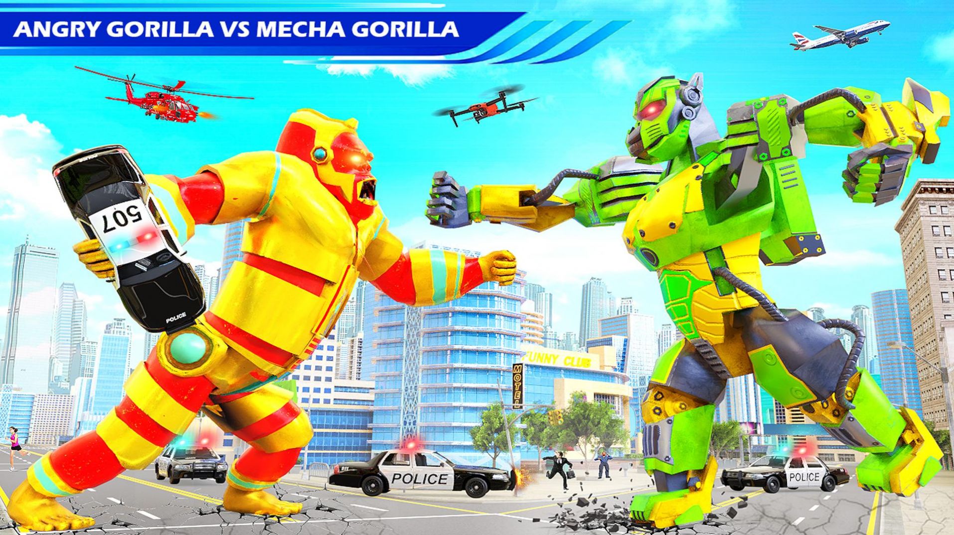 大猩猩機器人戰(zhàn)斗模擬游戲中文版（Gorilla Robot Bus Robot Car）截圖1