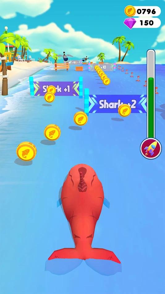 鯊魚奔跑游戲中文版（Shark Run 3D）截圖2