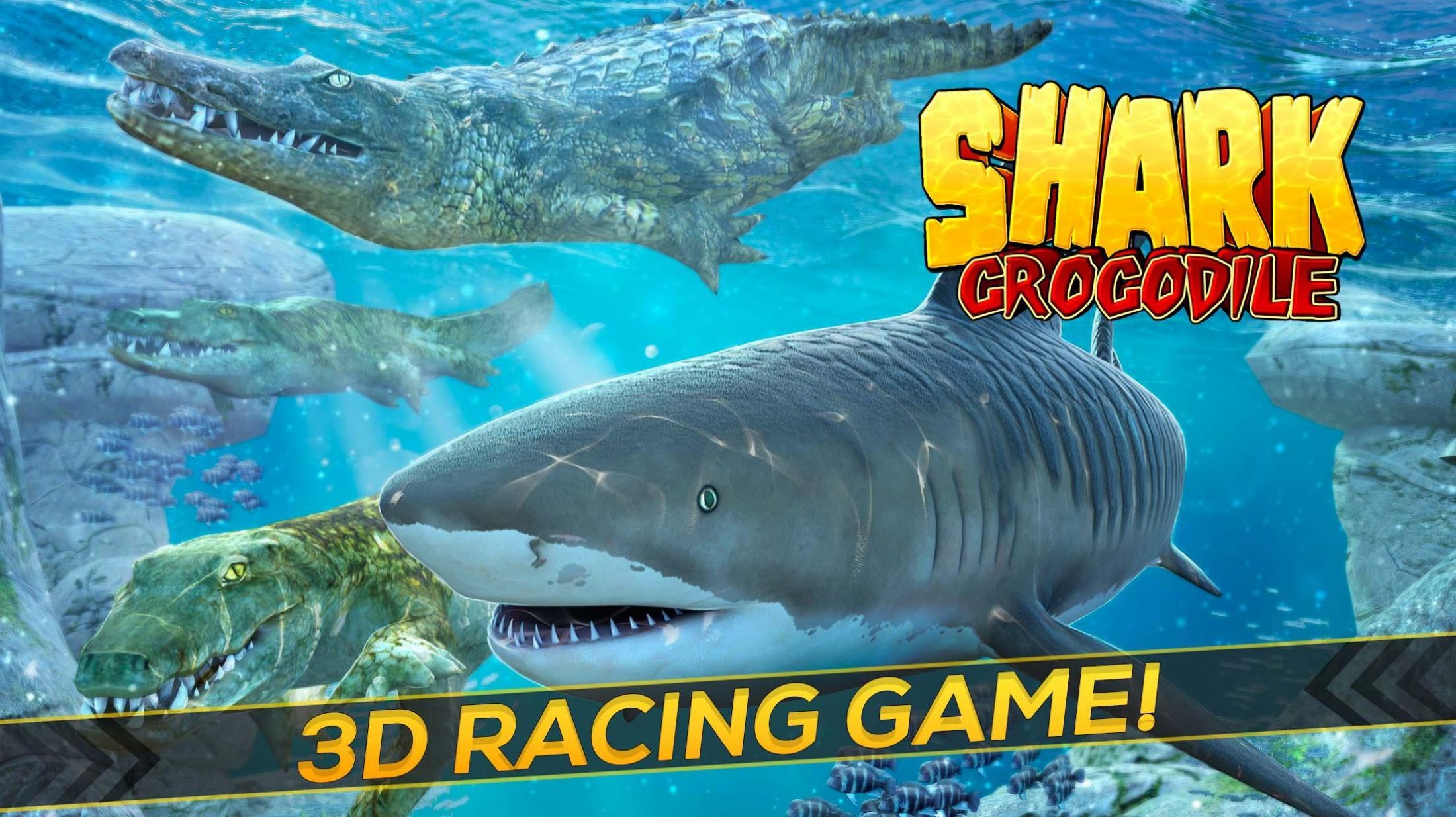 鯊魚大戰(zhàn)鱷魚游戲中文版（Shark vs Crocodile Fight ）截圖1