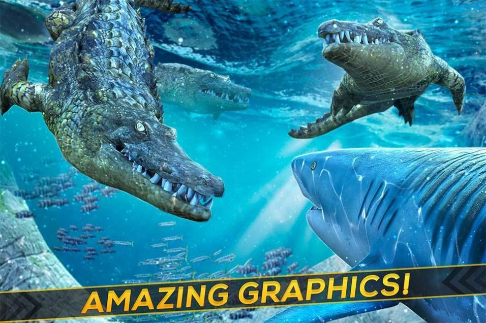 鯊魚大戰(zhàn)鱷魚游戲中文版（Shark vs Crocodile Fight ）截圖2