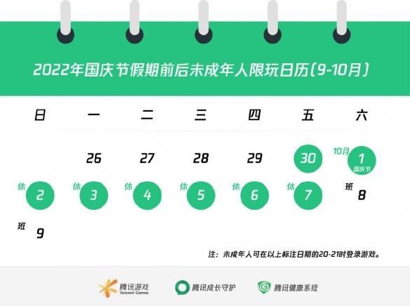 騰訊網(wǎng)易國慶未成年游戲限玩時間2022 國慶防沉迷具體時間一覽表